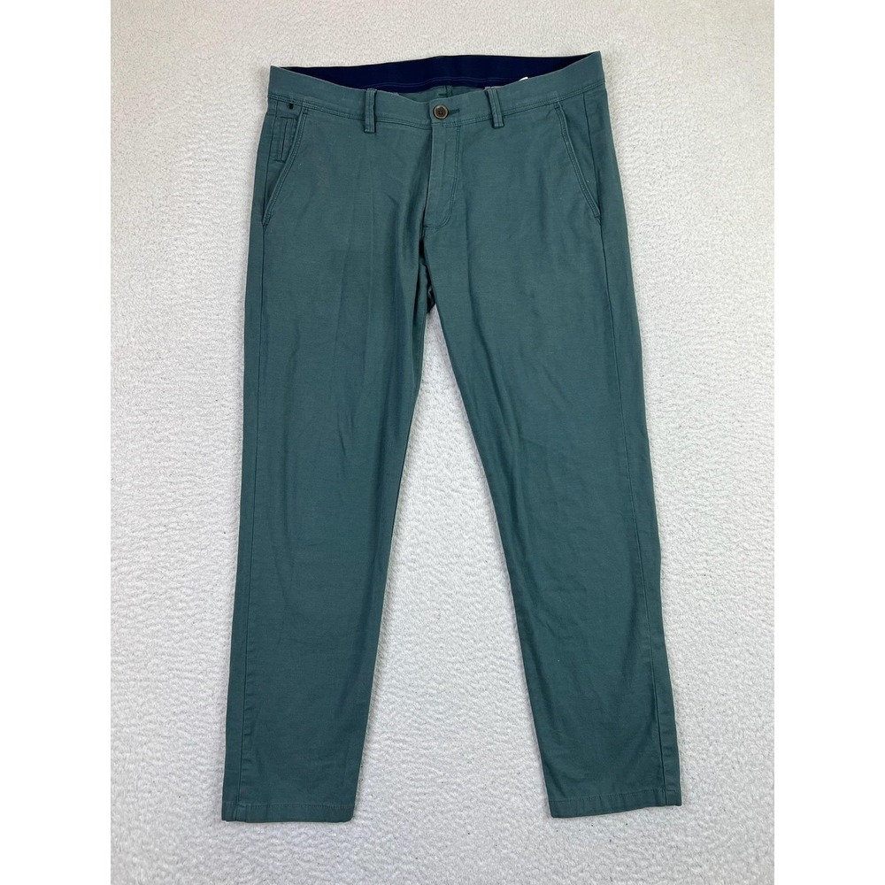 Allen Solly Mens 34 Green Slim Fit Stretch‎ Chinos Flat Front Pants ASTFG0271STR